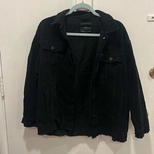 zara oversized corduroy black shirt jacket size xs